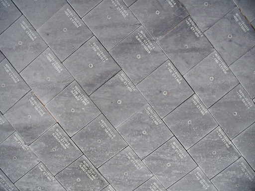 A grid of thermal protection tiles on the underside of Space Shuttle Endeavour